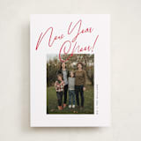 "Joy the the World Scripted" - Holiday Cards in Cranberry by Pixel and Hank - Front