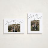 "Joy the the World Scripted" - Holiday Cards in Pine by Pixel and Hank - Photo Orientation Options