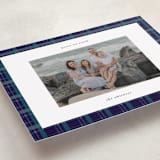 "Plaid Peace" - Holiday Cards in Navy by Makewells - Detail