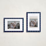 "Plaid Peace" - Holiday Cards in Navy by Makewells - Photo Orientation Options