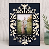 "Peace with Ferns" - Holiday Cards in Navy by Lisa Nelson - Front