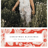 "Berry and Blossom" - Holiday Cards in Candy Cane by Griffinbell Paper Co. - Detail