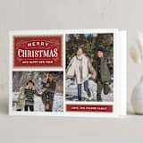 "Vintage Labels" - Holiday Cards in Cranberry by Jill Means - Folded Card