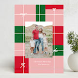 "Present Plaid" - Holiday Cards in Blush by Baumbirdy - Front