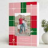 "Present Plaid" - Holiday Cards in Blush by Baumbirdy - Folded Card