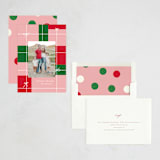 "Present Plaid" - Holiday Cards in Blush by Baumbirdy - Assembled