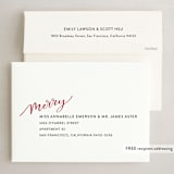 "Sliding Merry" - Holiday Cards in Cranberry by Makewells - FREE Recipient Addressing