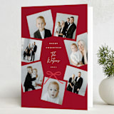 "Photo + Wreath" - Holiday Cards in Scarlet by Lauren Chism - Folded Card