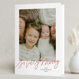 "So Very Merry Script" - Holiday Cards in Santa Suit by Kristen Magee - Folded Card