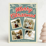 "Retro Christmas" - Holiday Cards in Steel Blue by Nam Bourassa - Front