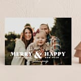"Merry & Happy" - Holiday Cards in Cloud by Michelle Taylor - Front