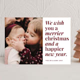 "Merrier Days Ahead" - Holiday Cards in Cherry by Playground Prints - Front