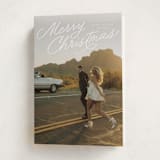 "Retro Slant" - Holiday Cards in Snow by Everett Paper Goods - Folded Card