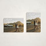 "Retro Slant" - Holiday Cards in Snow by Everett Paper Goods - Photo Orientation Options