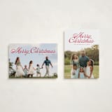 "Calligraphic" - Holiday Cards in Berry by Ellis - Photo Orientation Options