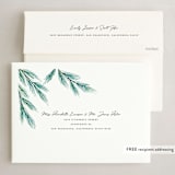 "Pine Wisps" - Holiday Cards in Teal by Kimberly Morgan - FREE Recipient Addressing