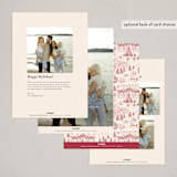 "Nutcracker Toile" - Holiday Cards in Berry by Teju Reval - Back of Card Options