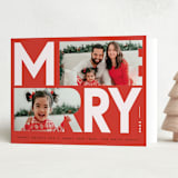 "Geometric Merry" - Holiday Cards in Santa Suit by Ana de Sousa - Folded Card