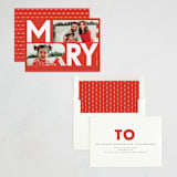 "Geometric Merry" - Holiday Cards in Santa Suit by Ana de Sousa - Assembled
