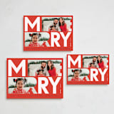 "Geometric Merry" - Holiday Cards in Santa Suit by Ana de Sousa - Formats Available