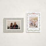 "Holly Garland and Bow" - Holiday Cards in Candy Cane by Paula Pecevich - Photo Orientation Options