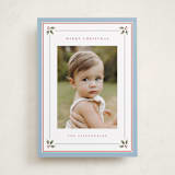 "Holly Berry Border" - Holiday Cards in Powder Blue by Wildfield Paper Co - Front