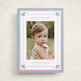 "Holly Berry Border" - Holiday Cards in Powder Blue by Wildfield Paper Co - Front