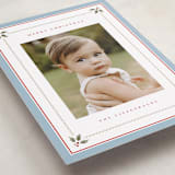 "Holly Berry Border" - Holiday Cards in Powder Blue by Wildfield Paper Co - Detail