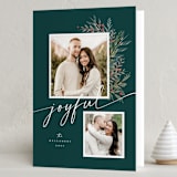 "FLORAL DUO" - Holiday Cards in Evergreen by Melanie Kosuge - Folded Card