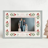 "Folk Border" - Holiday Cards in Poinsettia by Wildfield Paper Co - Front