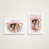 "Rejoice Christmas Crest" - Holiday Cards in Poinsettia by Kim Thoa - Photo Orientation Options