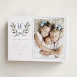 "Holly Monogram" - Holiday Cards in Blue Spruce by Wildfield Paper Co - Folded Card