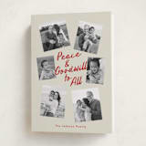 "Peace and Goodwill" - Holiday Cards in Berry by Louise Kay - Folded Card