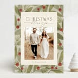 "Leafy Frame" - Holiday Cards in Sage by Laura Hankins - Front
