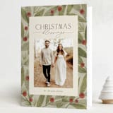 "Leafy Frame" - Holiday Cards in Sage by Laura Hankins - Folded Card