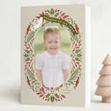 "Evergreen Ribbon" - Holiday Cards in Holly Berry by Susan Zinader - Folded Card