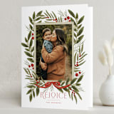 "Snowberry Wreath" - Holiday Cards in Poinsettia by Wildfield Paper Co - Folded Card