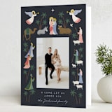 "O Come Let Us Adore Him" - Holiday Cards in Midnight by Jamie Alexander - Folded Card