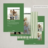 "Vintage Stripes" - Holiday Cards in Evergreen by Teju Reval - Back of Card Options