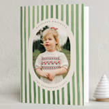 "Vintage Stripes" - Holiday Cards in Evergreen by Teju Reval - Folded Card