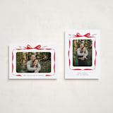 "Bow" - Holiday Cards in Crimson by Olivia Kanaley Inman - Photo Orientation Options