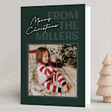 "From us" - Holiday Cards in Evergreen by Kacey Kendrick Wagner - Folded Card