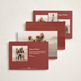 "Postcard Note" - Holiday Cards in Cranberry by Ekko Studio - Back of Card Options