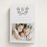 "Holly Monogram" - Holiday Cards in Blue Spruce by Wildfield Paper Co - Folded Card