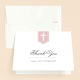"Delicate Cross" - Baptism and Christening Thank You Cards in Bubblegum by Susan Asbill - Front