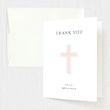 "Elegant Cross" - Baptism and Christening Thank You Cards in Rose by Chasity Smith - Front