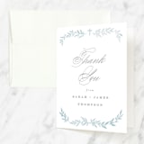 "Simple Foliage" - Baptism and Christening Thank You Cards in Mist by Everett Paper Goods - Front