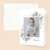 "Foliage Cross" - Baptism and Christening Thank You Cards in Eucalyptus by Hudson meet Rose - Front