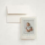 "Bow Frame" - Baptism and Christening Thank You Cards in Lagoon by Leah Bisch - Card with Envelope