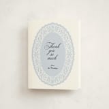 "Lace Oval" - Baptism and Christening Thank You Cards in Powder by Studio Suku - Front